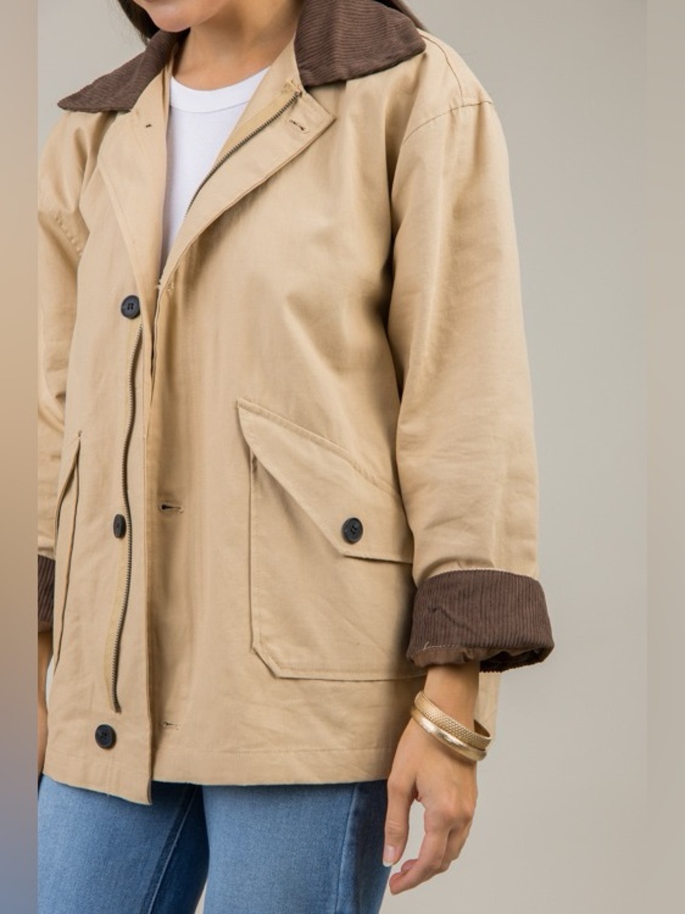 Ci-Sono Canvas Button-Down Utility Barn Jacket Spring Oversized XS/Medium - Picture 7 of 15